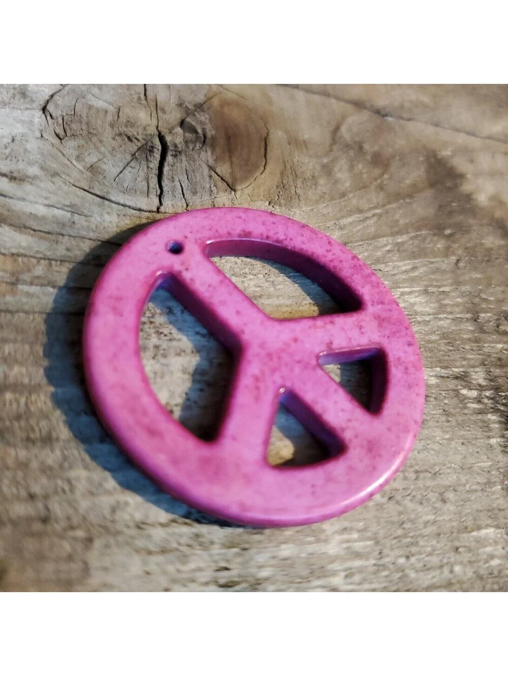 Peace Sign Pendant Pink Magnesite Stone with Matrix